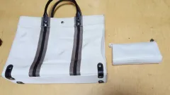 アイボリー キャンバス トートバッグ + ポーチ セット