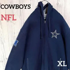 NFL  Dallas Cowboys ダラス・カウボーイズ ジップアップフーディーパーカー メンズXLサイズ相当　44Lスウェット　アメフト　USAスポーツ　バック刺繍　ブルゾン　ネイビー　紺　コットン　23-8-117のサムネイル