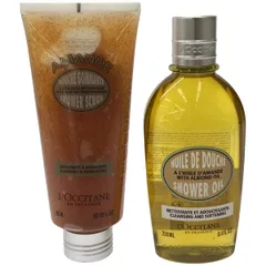 Z000 ロクシタン AS シャワースクラブ a 200ML & AD モイスチャライジング シャワーオイル 250ML 2個セット