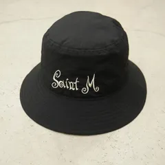 美品23SS SAINT MICHAEL セントマイケル SM-S23-0000-074 BUCKET HAT ロゴ 刺繍 ナイロン バケット ハット 帽子 ブラック黒 1827Q♪のサムネイル