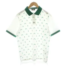 ビームスゴルフ BEAMS GOLF JONES別注 フロント総柄 ポロシャツ カットソー 鹿の子 半袖 M 白 ホワイト 緑 グリーン 82-02-0082-444 /KUのサムネイル