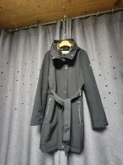 Calvin Klein カルバン・クライン レディース ブラック フーデッド 裏起毛 トレンチコート-S