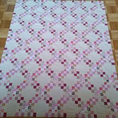 ハンドメイド パッチワーク キルトトップ 手縫い レトロ花柄 リバティ