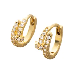 【ゴールド×ピアス】[Cream dot. クリームドット公式] ピアス レディース   ニッケルフリー フープ ワンタッチ キャッチレス 中折れ ビジュー 釘型 小ぶり ミニ 8mm 2連風  