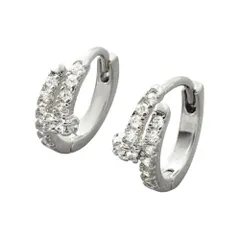 【シルバー×ピアス】[Cream dot. クリームドット公式] ピアス レディース   ニッケルフリー フープ ワンタッチ キャッチレス 中折れ ビジュー 釘型 小ぶり ミニ 8mm 2連風  