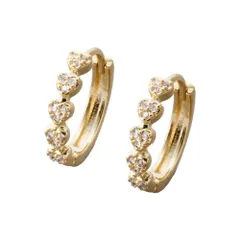 【ゴールド×ピアス】[Cream dot. クリームドット公式] ピアス レディース   ニッケルフリー フープ ワンタッチ キャッチレス 中折れ ビジュー ハート 5連 ミル打ち  