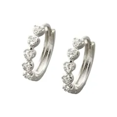 【シルバー×ピアス】[Cream dot. クリームドット公式] ピアス レディース   ニッケルフリー フープ ワンタッチ キャッチレス 中折れ ビジュー ハート 5連 ミル打ち  