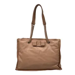 FERRAGAMO/SalvatoreFerragamo(サルバトーレフェラガモ) ショルダーバッグ美品  ビバ ボウ EZ-210904 ベージュ チェーンショルダー レザー