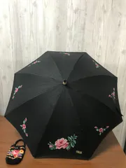 ◎I993　FEILER　花柄刺繍日傘　（黒）　ミニポーチ付き（ｍ.ｙ）のサムネイル