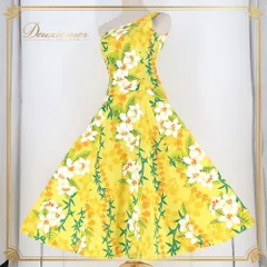 フラダンス 衣装 セキノレーシングスポーツ ワンピース ドレス イエロー系 日本製 プルメリア柄 ハワイアンダンス アロハ フラ ダンス レッスン 練習 ハワイアン フラワープリント ワンショルダー 華やか 鮮やか かわいい おしゃれ ホワイト系 グリーン系