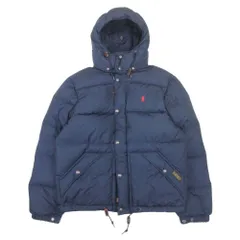 美品 POLO RALPH LAUREN ポロ・ラルフローレン ダウンジャケット ブルゾン アウター コート フーデッド M 紺 ネイビー メンズ 古着 中古 USED