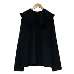 美品 HOLIDAY ホリデイ SUPER FINE DRY PURITAN COLLAR L/S TOPS ブラウス XL ブラック レディース 古着 中古 USEDのサムネイル