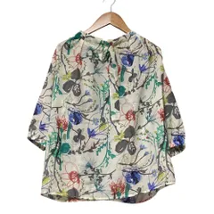 美品 23SS TOMORROWLAND collection トゥモローランド クーピーフラワープリント ボウタイギャザーブラウス サイズ36 マルチカラー レディース 古着 中古 USED