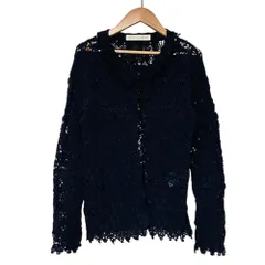 美品 PINK HOUSE ピンクハウス クロシェニット カーディガン ネイビー レディース 古着 中古 USED