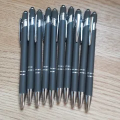 激安！新品 タッチペン付きボールペン 10本 インクは黒 本体はグレー  企業名なし