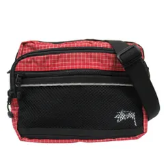 美品 STUSSY ステューシー リップストップ ショルダー バッグ ロゴ USAモデル レッド/ブラック メンズ レディース 古着 中古 USEDのサムネイル