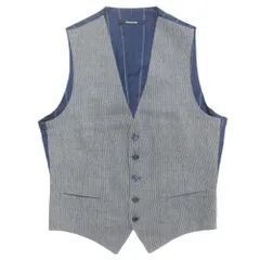 良品 TAGLIATORE タリアトーレ ベスト ジレ カットソー スーツ ビジネス パーティ フォーマル ストライプ サイズ48 グレー/ネイビー メンズ 古着 中古 USED