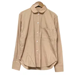 美品 JIL SANDER NAVY ジルサンダーネイビー ラウンドカラー シャツ ブラウス サイズ34 ピンクベージュ レディース 古着 中古 USEDのサムネイル