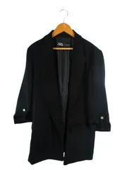 ザラ ZARA ジャケット テーラード 五分袖 裏地付き 無地 ブラック サイズS QQQ
