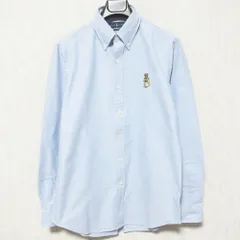 良品 RALPH LAUREN ラルフローレン ポロベア刺繍 BD オックスフォードシャツ CLASSIC FIT 0200011589 M サックスブルー メンズ 古着 中古 USED