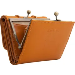 三つ折り財布 レディース 本革 イタリアンレザー がま口 小銭入れ 大容量 ミニ財布 小さい コンパクト シンプル ショートウォレット ブラウン