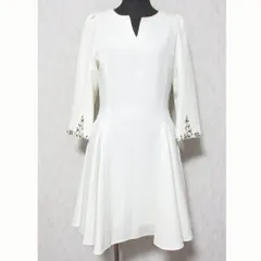 良品 Chesty チェスティ ビジュー装飾 フレアワンピース サイズ1 ホワイト レディース 古着 中古 USED