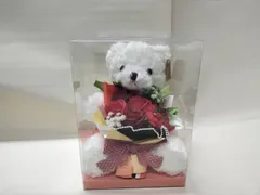 くま　シャボンフラワー　ぬいぐるみ　フラワーアレンジメント　母の日　プレゼント　インテリア　赤