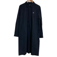 美品 FRED PERRY フレッドペリー ストライプ シャツワンピース サイズ8 ネイビー レディース 古着 中古 USED