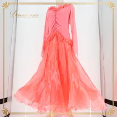 社交ダンス 衣装 ICHIOKU イチオク ドレス ワンピース スタンダード ピンク系 スタンダードドレス 無地 長袖 フリル ダンスパーティー パーティドレス ステージ衣装 発表会 上品 華やか エレガント レディース オールシーズン ボールルームダンス