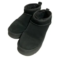良品 UGG アグ ウルトラミニプラットフォームムートンブーツ 1157791K サイズUS6 24.5cm ブラック レディース 古着 中古 USED