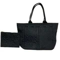 良品 LESPORTSAC レスポートサック パフィーブロッサムズ トートバッグ ブラック レディース 古着 中古 USED
