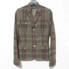 美品 RALPH LAUREN ラルフローレン チェックウールジャケット BRRLYA2008 7 カーキ レディース 古着 中古 USEDのサムネイル