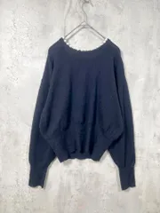 green label relaxing グリーンレーベルリラクシング ユナイテッドアローズ 3513-119-1647 定価8910円 フェイクパールボタン クロップド ドルマン プルオーバー ニット セーター 紺 ◆■レディース