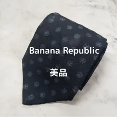 バナナリパブリック　ネクタイ　紺色　小紋柄　ドット　絹【n1686】