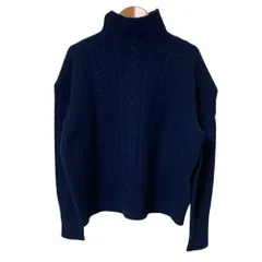 美品 LAUREN RALPH LAUREN ラルフローレン ハイネック ケーブルニット セーター サイズSP ネイビー レディース 古着 中古 USED