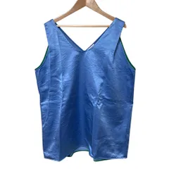 美品 24SS TOMORROWLAND .B トゥモローランド サテン タンクトップ ノースリーブカットソー 48-01-41-01006 サイズF ブルー レディース 古着 中古 USED