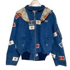 良品 PINK HOUSE ピンクハウス パッチワーク フード付き ブルゾン ジャケット インディゴブルー レディース 古着 中古 USED