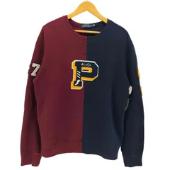 ポロラルフローレン POLO RALPH LAUREN パイルロゴ ワッペン ドッキング クルーネック スウェット メンズ import：L 