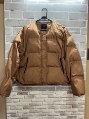Y【Y5-89】◇ KBF　 Oneサイズ　中綿入りノーカラージャケット　茶色のサムネイル