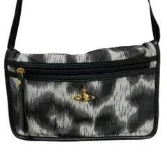 美品 Vivienne Westwood ヴィヴィアンウエストウッド オーブ レオパード ショルダーバッグ ウォレット グレー×ブラック メンズ レディース 古着 中古 USED