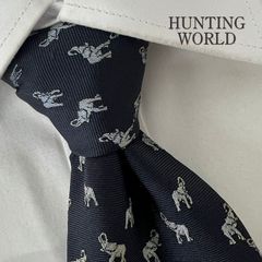 ✨極美品✨Hunting World ネクタイ エレファント ネイビー シルク 