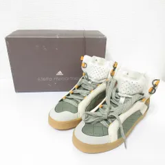 新品同様 adidas by Stella McCartney アディダスバイステラマッカートニー ハイカット スニーカー M29782 23.5cm グレー カーキ レディース 古着 中古 USED