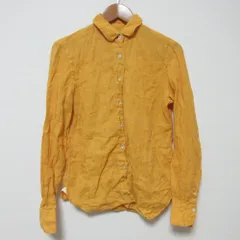 良品 FINAMORE フィナモレ リネン シワ加工 ブラウスシャツ サイズ40 イエロー レディース 古着 中古 USEDのサムネイル