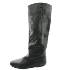 ファビオルスコーニ FABIO RUSCONI ロングブーツ アーモンドトゥ レザー 37 黒 ブラック /AN50 ■NI