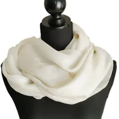 美品 GIORGIO ARMANI ジョルジオアルマーニ 大判 シルク ストール ショール マフラー ホワイト レディース 古着 中古 USED