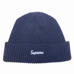 美品 Supreme シュプリーム 25aw Loose Gauge Beanie 筆記体ロゴ ルーズゲージ ビーニー ニット帽 帽子 ニットキャップ 紺 メンズ 古着 中古 USED