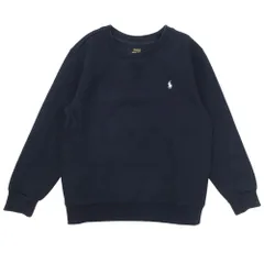 美品 POLO RALPH LAUREN ポロ ラルフローレン ポニーロゴ刺繍 スウェット トレーナー プルオーバー トップス  7/130 紺 ネイビー キッズ 古着 中古 USED