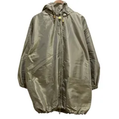 Salvatore Ferragamo サルヴァトーレフェラガモ ポリシルク フード付きジップアップコート グレーカーキ レディース 古着 中古 USEDのサムネイル