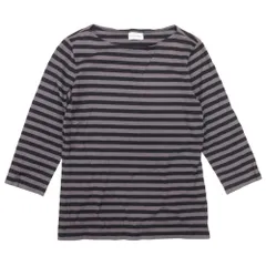 美品 marimekko マリメッコ Ilma Tasaraita ボーダー柄 Tシャツ カットソー トップス 七分袖 ボートネック S グレー 黒 レディース 古着 中古 USED