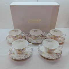 【希少品】HOYA　ティーカップ＆ソーサー5客　花柄／SK-0501M